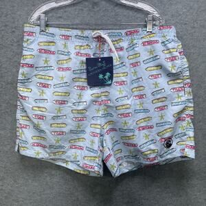 NWT‎ Southern Proper Mens XL Swim Trunks Beach Sign Print Mesh Lined 5" Inseam